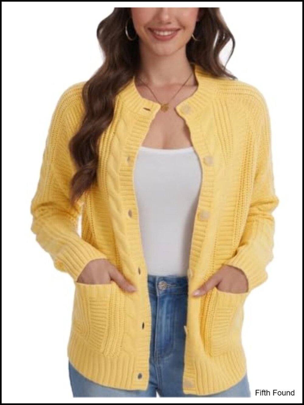 Cable Knit Cardigan Button Down Sweater with Pockets